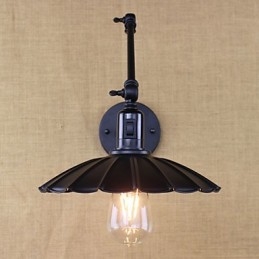 Lampada da comodino per camera da letto Hotel Ingegneria Ristorante Retro Cintura nera opaca Braccio lungo Interruttore doppio Parete