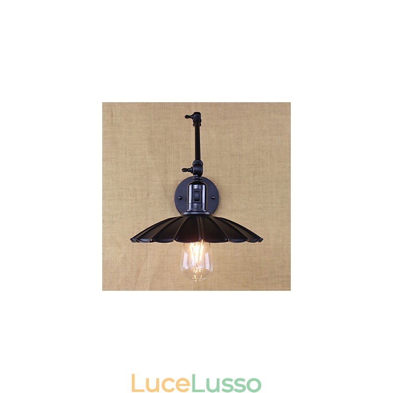 Lampada da comodino per camera da letto Hotel Ingegneria Ristorante Retro Cintura nera opaca Braccio lungo Interruttore doppio Parete