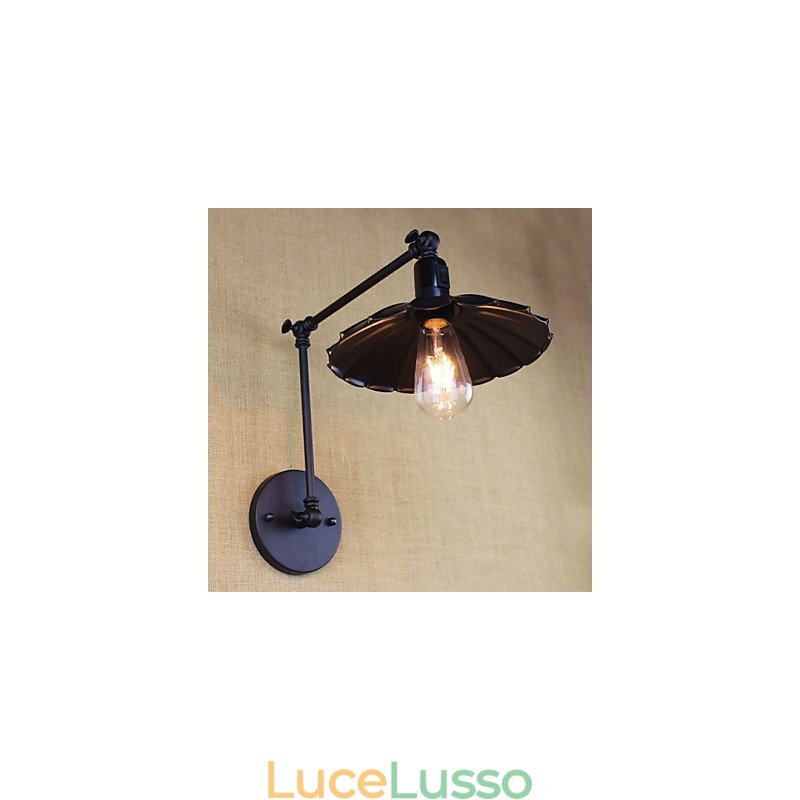 Lampada da comodino per camera da letto Hotel Ingegneria Ristorante Retro Cintura nera opaca Braccio lungo Interruttore doppio Parete