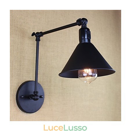 Cintura nera opaca retrò con braccio lungo e doppio interruttore a parete Cintura nera opaca retrò con braccio lungo e doppio interruttore a parete