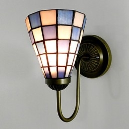 Lampada da parete in vetro colorato contemporaneo e contrattato da 15 cm, luci a quadrati blu e bianchi