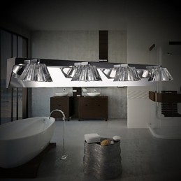 Applique moderna con paralume in vetro, 4 luci, frontale a specchio