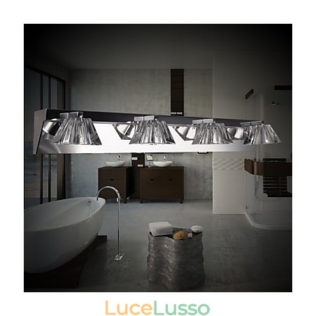 Applique moderna con paralume in vetro, 4 luci, frontale a specchio Applique moderna con paralume in vetro, 4 luci, frontale a specchio