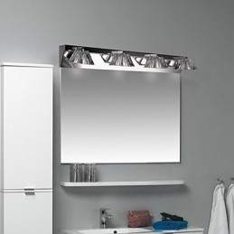 Applique moderna con paralume in vetro, 4 luci, frontale a specchio