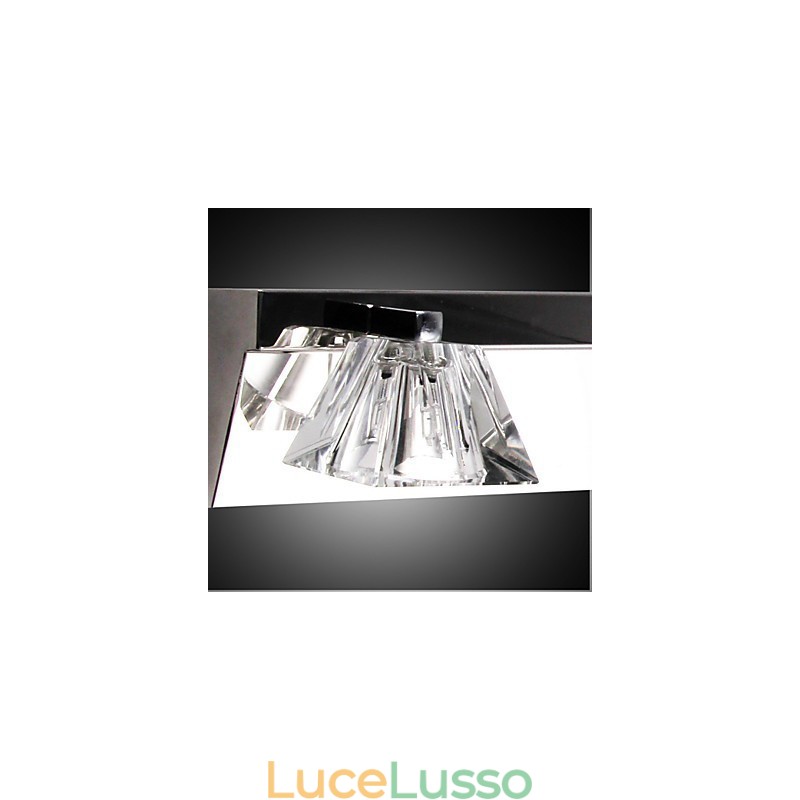 Applique moderna con paralume in vetro, 4 luci, frontale a specchio