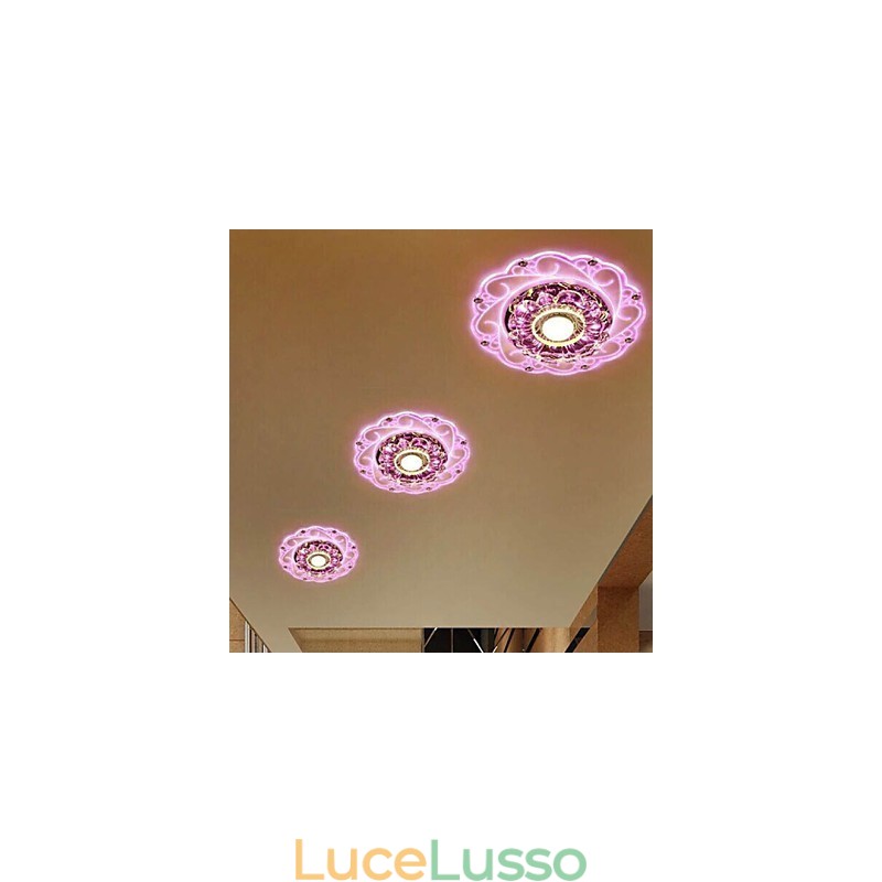 Lampada da soffitto in cristallo Faretto SMD 3W Lampada creativa Tubo luminoso Luce colorata Cupola luminosa