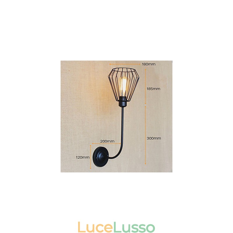 Lampada da comodino con testa singola antica in ferro battuto creativo americano