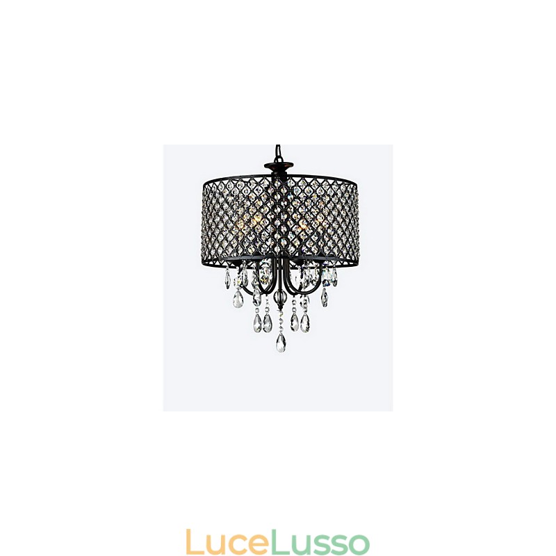 Lampadario tradizionale classico in metallo cromato di cristallo