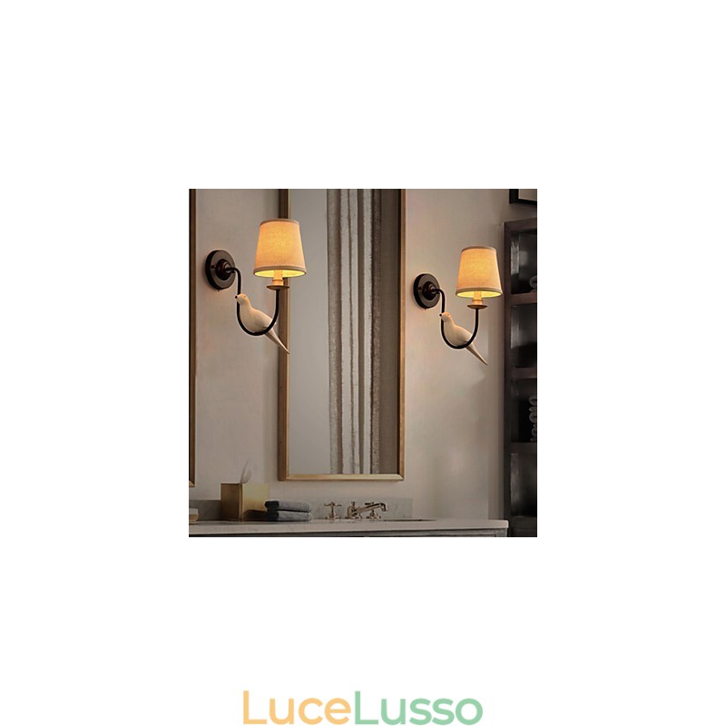 Lampada da parete creativa in tessuto europeo con uccelli del Nord America