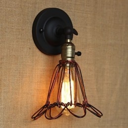 Applique decorativa da parete in bronzo rosso con rete in ferro in stile industriale americano
