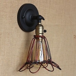 Applique decorativa da parete in bronzo rosso con rete in ferro in stile industriale americano