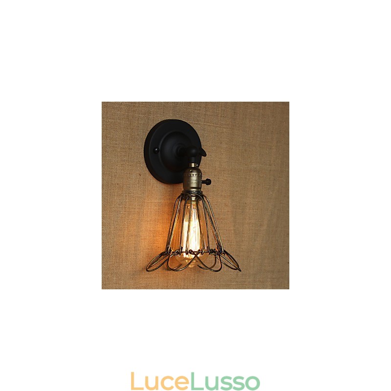 Applique decorativa da parete in bronzo con rete in ferro in stile industriale americano