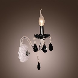 Applique in cristallo nero con lampadina a candela