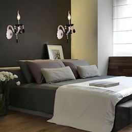 Applique in cristallo nero con lampadina a candela
