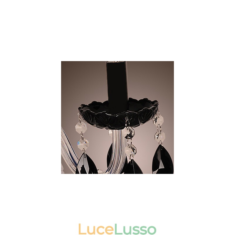 Applique in cristallo nero con lampadina a candela