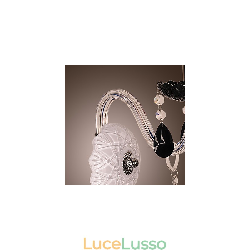 Applique in cristallo nero con lampadina a candela