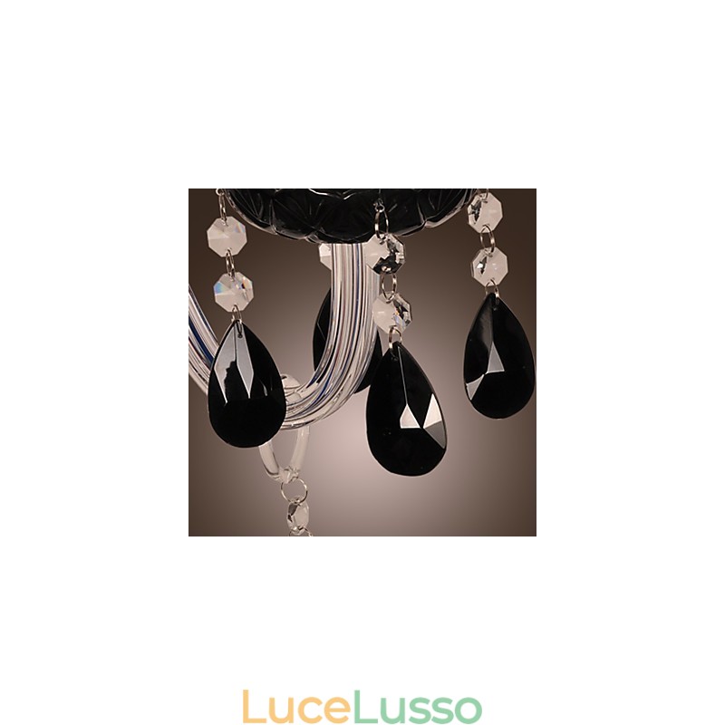 Applique in cristallo nero con lampadina a candela