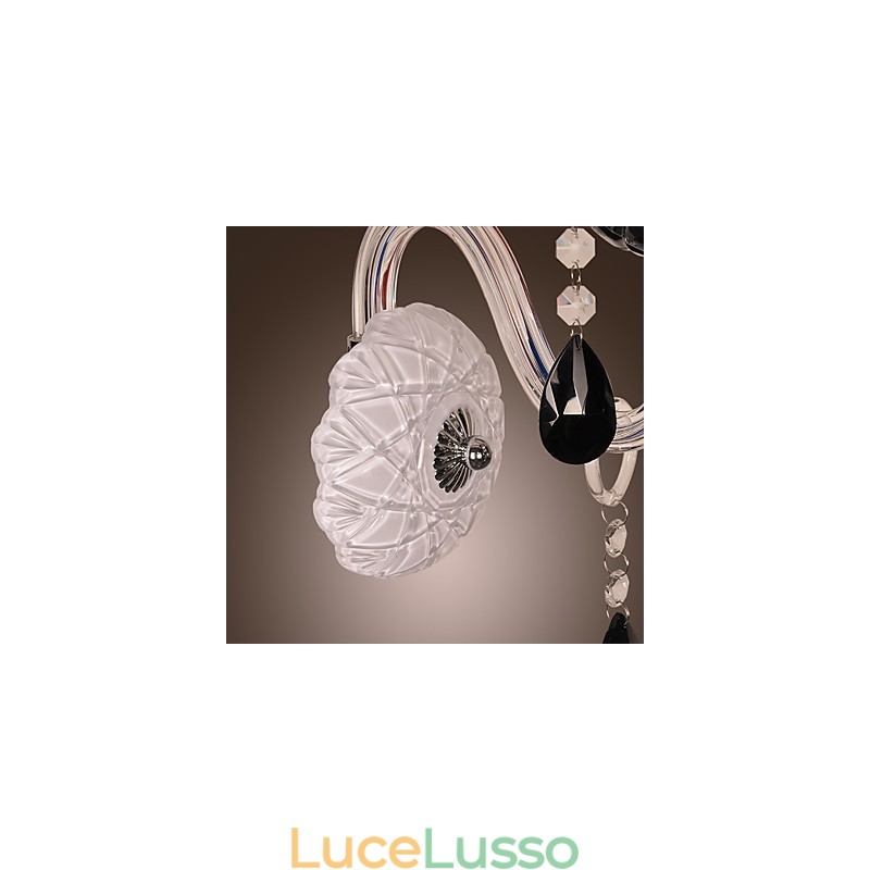 Applique in cristallo nero con lampadina a candela