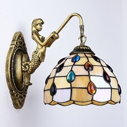 Lampada da parete in ferro battuto creativo rurale europeo mediterraneo con luci in vetro