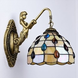 Lampada da parete in ferro battuto creativo rurale europeo mediterraneo con luci in vetro