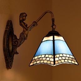 Lampada da parete in ferro battuto creativo rurale europeo mediterraneo con luci in vetro