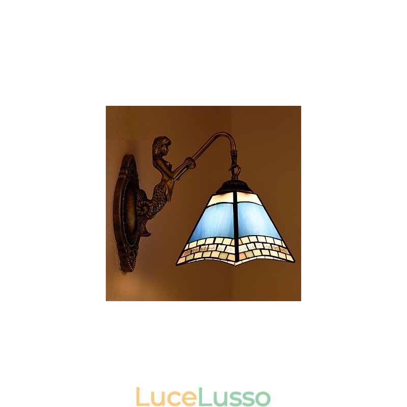 Lampada da parete in ferro battuto creativo rurale europeo mediterraneo con luci in vetro