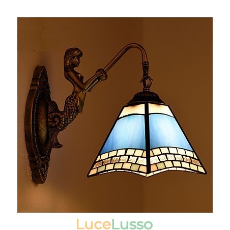 Lampada da parete in ferro battuto creativo rurale europeo mediterraneo con luci in vetro Lampada da parete in ferro battuto creativo rurale europeo mediterraneo con luci in vetro