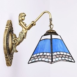 Lampada da parete in ferro battuto creativo rurale europeo mediterraneo con luci in vetro