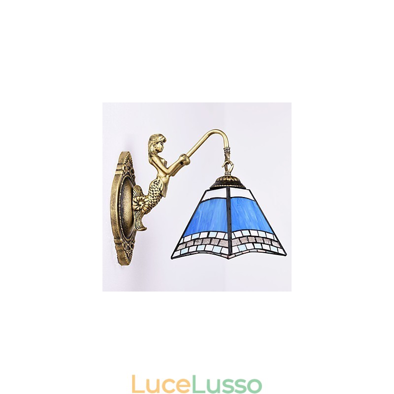 Lampada da parete in ferro battuto creativo rurale europeo mediterraneo con luci in vetro