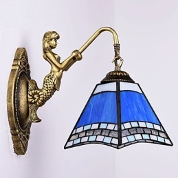 Lampada da parete in ferro battuto creativo rurale europeo mediterraneo con luci in vetro