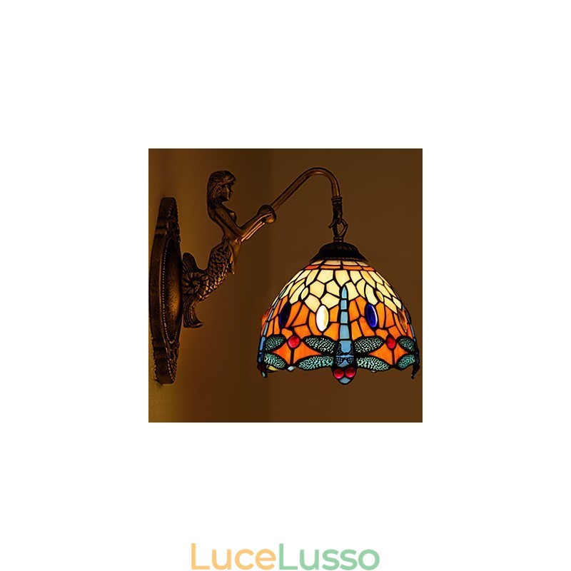 Lampada da parete in ferro battuto creativo rurale europeo contratto luci in vetro