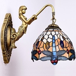 Lampada da parete in ferro battuto creativo rurale europeo contratto luci in vetro