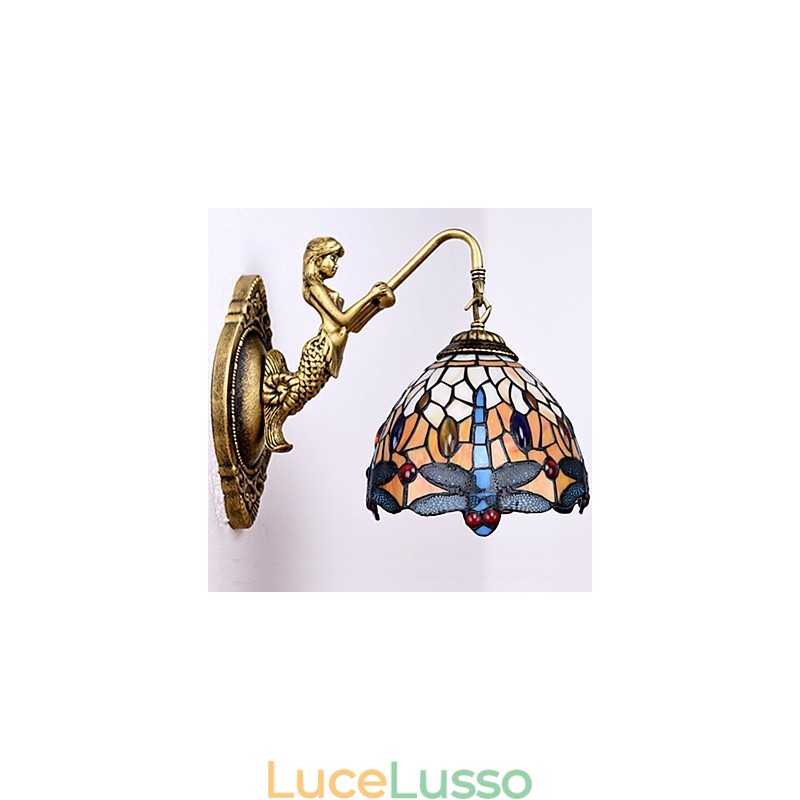 Lampada da parete in ferro battuto creativo rurale europeo contratto luci in vetro
