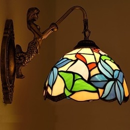 Lampada da parete in ferro battuto creativo rurale europeo contratto luci in vetro