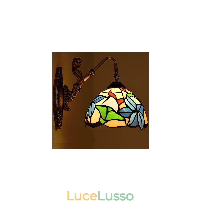 Lampada da parete in ferro battuto creativo rurale europeo contratto luci in vetro