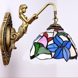Lampada da parete in ferro battuto creativo rurale europeo contratto luci in vetro