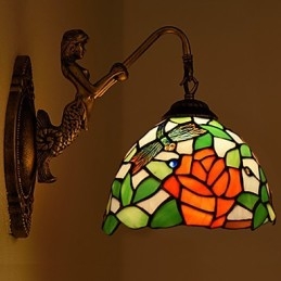 Lampada da parete in ferro battuto creativo rurale europeo contratto luci in vetro