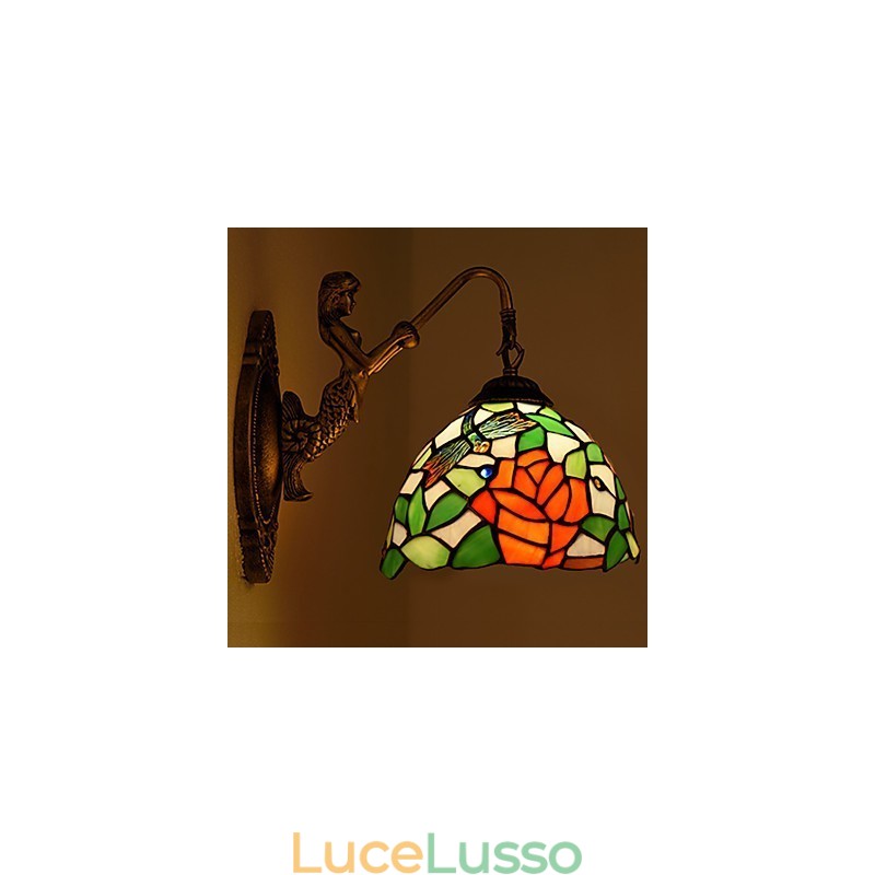 Lampada da parete in ferro battuto creativo rurale europeo contratto luci in vetro