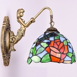 Lampada da parete in ferro battuto creativo rurale europeo contratto luci in vetro