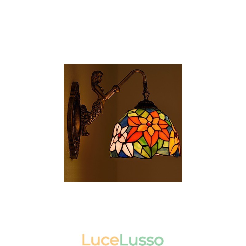 Lampada da parete in ferro battuto creativo rurale europeo contratto luci in vetro