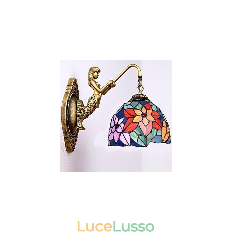 Lampada da parete in ferro battuto creativo rurale europeo contratto luci in vetro