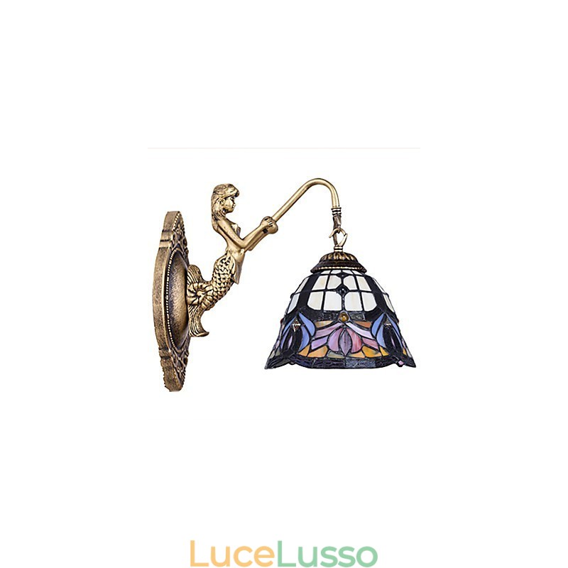Lampada da parete in ferro battuto creativo rurale europeo contratto luci in vetro