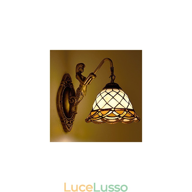 Lampada da parete in ferro battuto creativo rurale europeo contratto luci in vetro