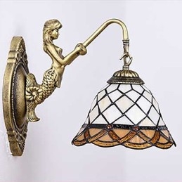 Lampada da parete in ferro battuto creativo rurale europeo contratto luci in vetro