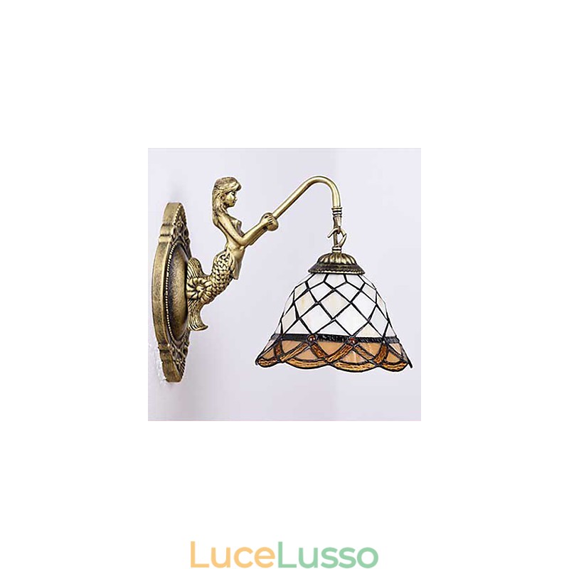 Lampada da parete in ferro battuto creativo rurale europeo contratto luci in vetro