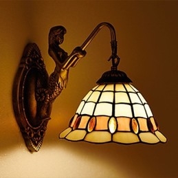 Lampada da parete in ferro battuto creativo rurale europeo contratto luci in vetro