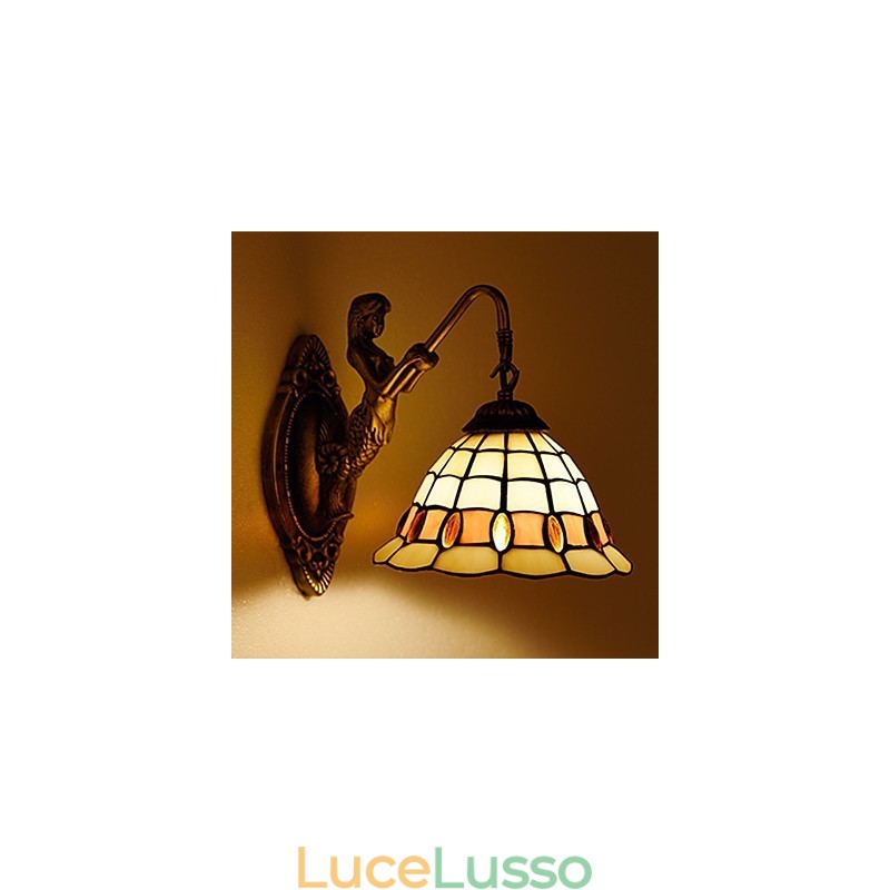 Lampada da parete in ferro battuto creativo rurale europeo contratto luci in vetro