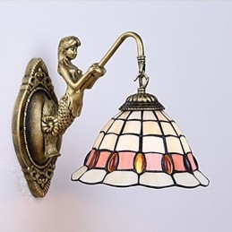 Lampada da parete in ferro battuto creativo rurale europeo contratto luci in vetro