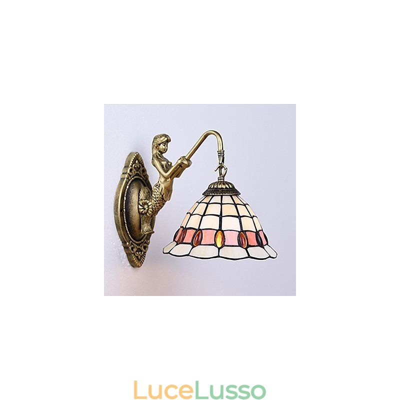 Lampada da parete in ferro battuto creativo rurale europeo contratto luci in vetro