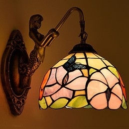 Lampada da parete in ferro battuto creativo rurale europeo contratto luci in vetro